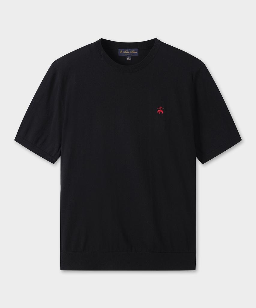 BROOKS BROTHERS Cotton Crew Neck Short Sleeve Sweater (Black) (Bbwrmb201Aufm)