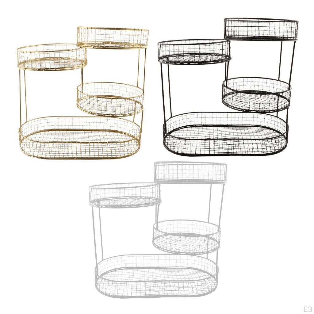 4 Layer Fruit Basket Kitchen Countertop Rack Multiuse Holder Metal Mesh Fruits Stand for Bread
