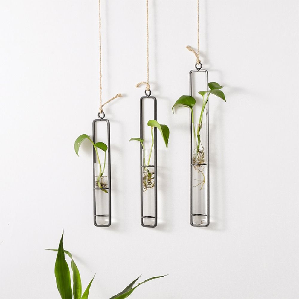 Thickened Hanging Glass Planter Wall Hanging Glass Vase Creative Test Tube Vases  Home Decoration