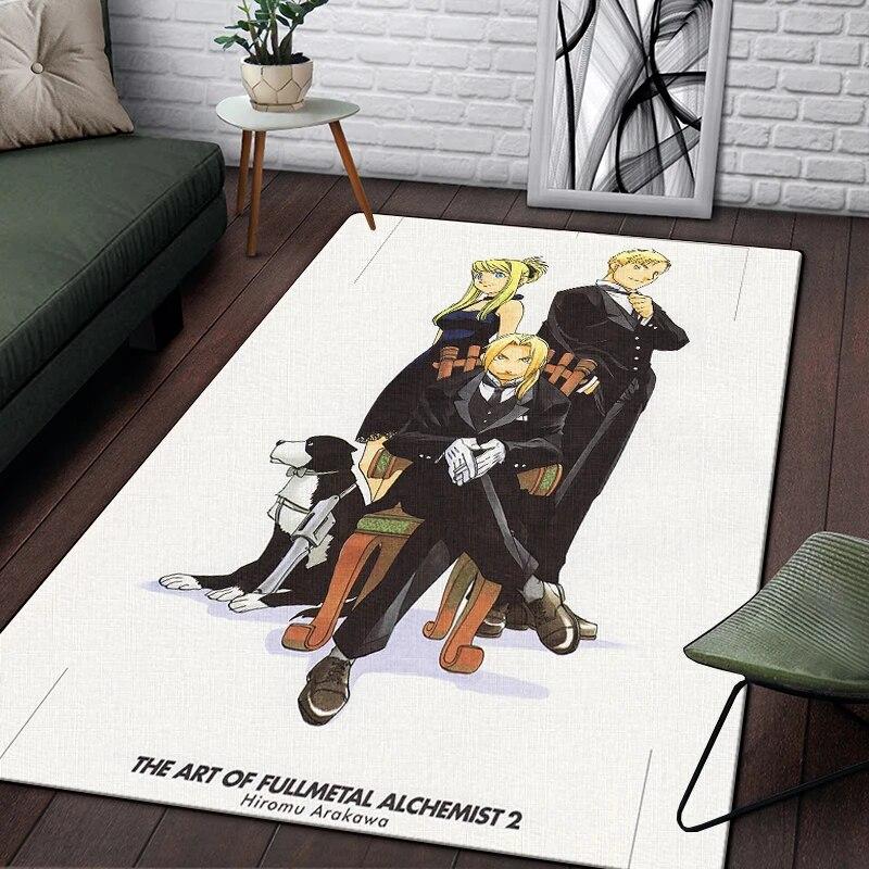 Fullmetal Alchemist Anime Painting Carpet for Living Room Large Area Rug Black Soft Carpet Home Decoration Mats Boho Rugs Picnic