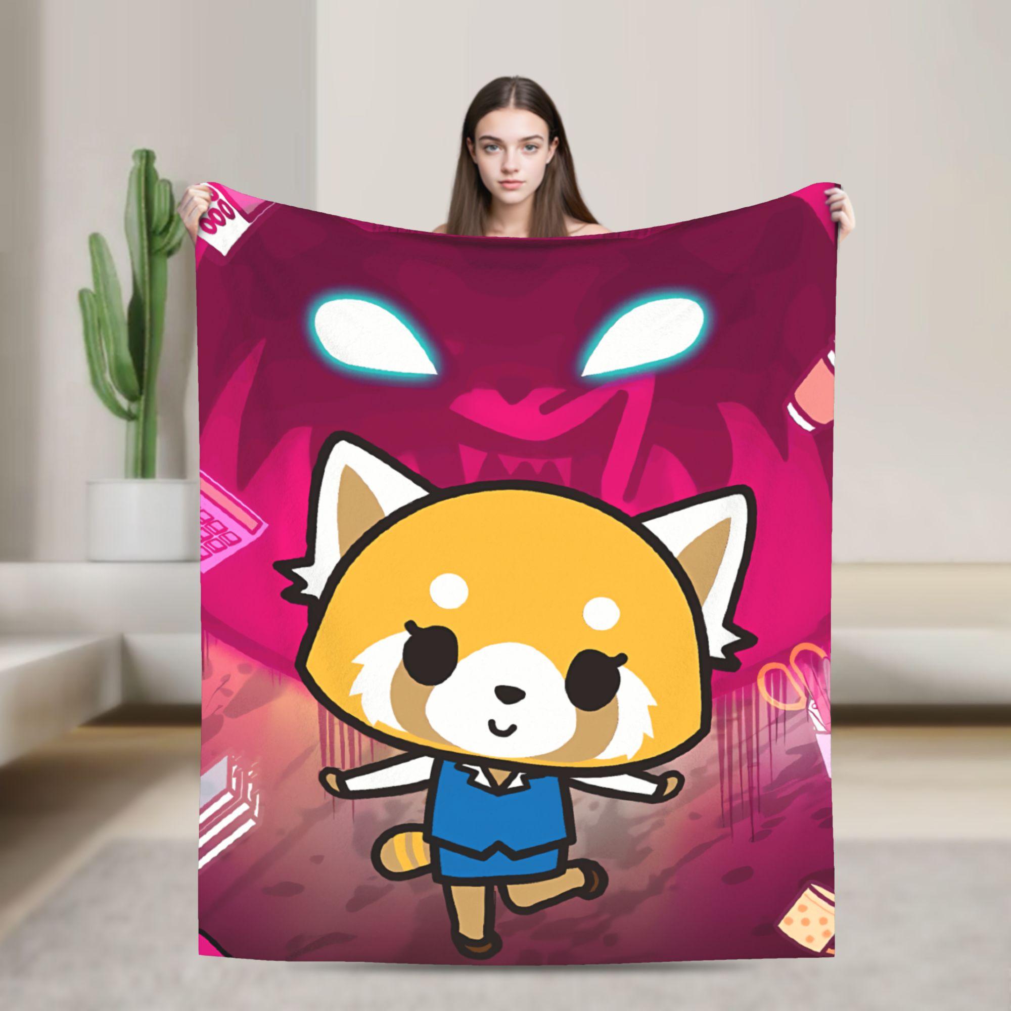 

Aggretsuko Warm Soft Blanket Girls Boys Plush Throw Blanket Funny Couch Chair Flannel Bedspread Sofa Bed Cover 75x90cm