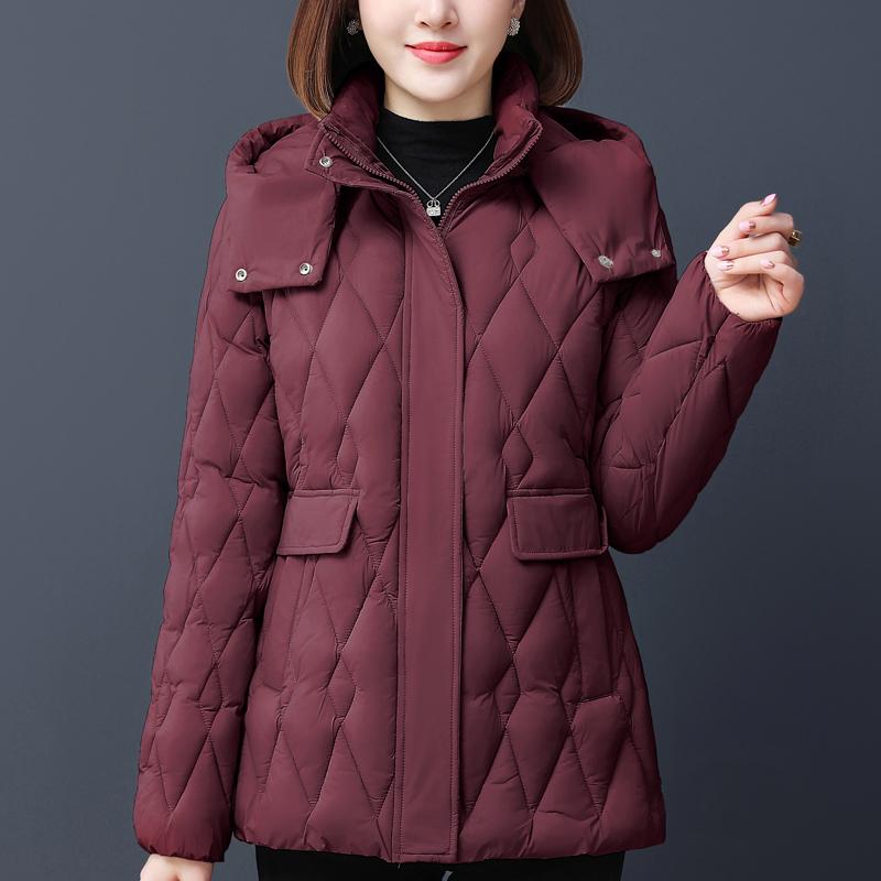 Elegant Winter Coat Women Parkas Plus Size Middle Age Women's Jacket Hooded Casual Thick Warm Outerwears