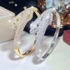 European and American Light Luxury Leopard Head Bracelet for Women with Open Design, High-end Zircon Bracelet Fashion