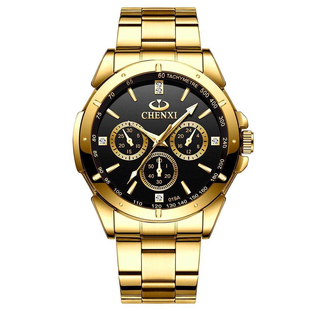 Elegant Golden Couple Watch Waterproof Steel Strap Business Quartz Watch For Couples