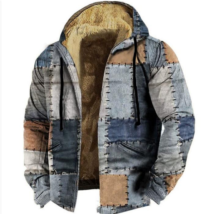 Autumn/Winter Retro Arctic Velvet Hooded Men's Sweatshirt