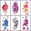 6/1 Sheets Waterproof But Removable Colorful Temporary Tattoo Flower Tattoo