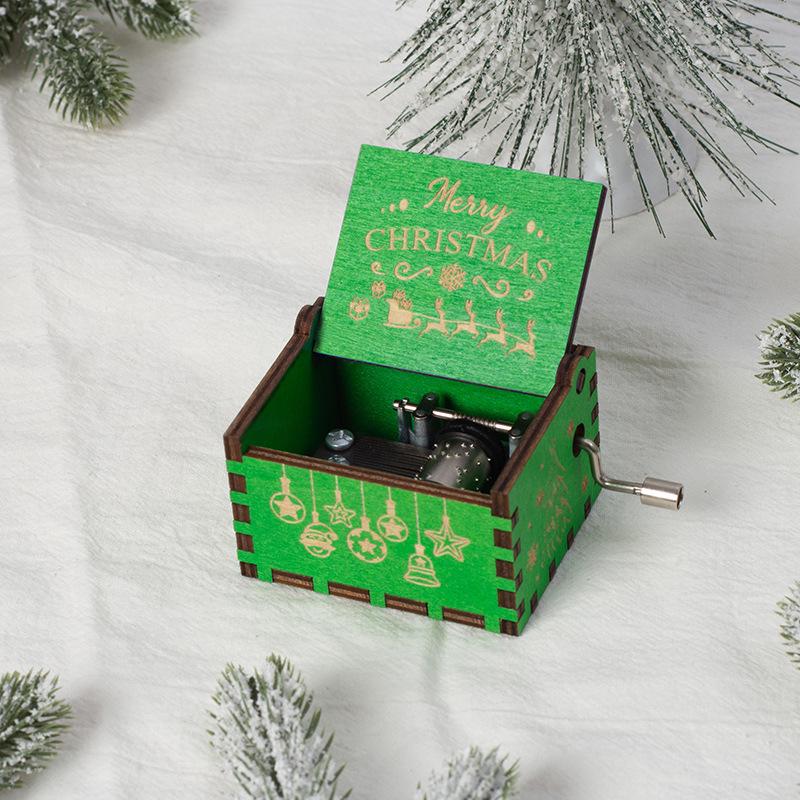 Wooden Hand-Cranked Christmas Music Box Ornament