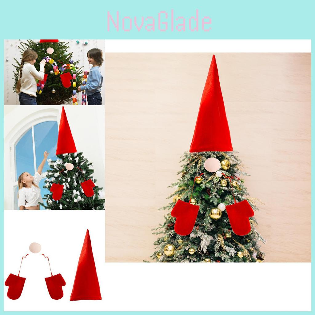 Creative Polyester Christmas Tree Topper Star With Elegant Hat Nose And Gloves