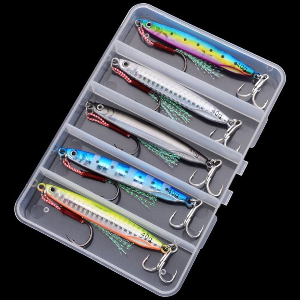 5pcs/box 40g Artificial Fishing Bait Set Crank Hook Fishing Lures Kit Fishing Accessories