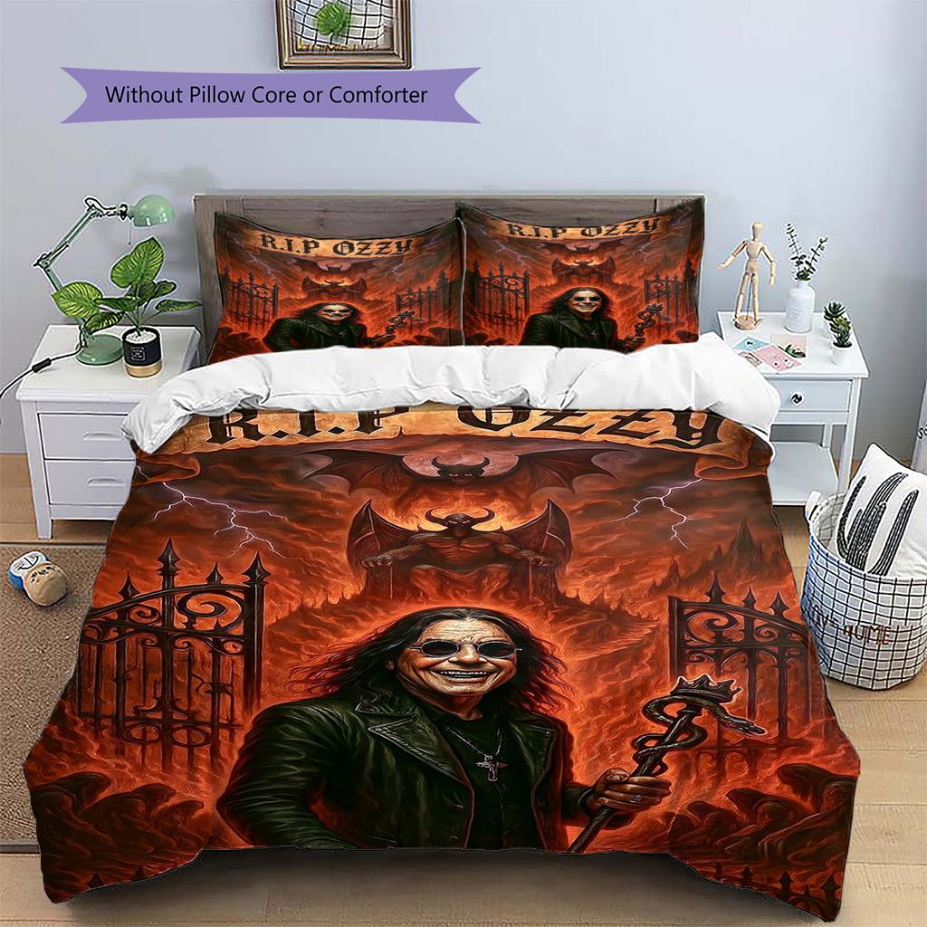 Ozzy Osbourne Pattern Bedding Quilt Set Quilt Cover Pillowcase Home Decoration Gift (1 * duvet cover + 2 * pillowcase, without core)