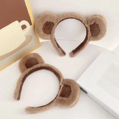 1/3 pezzi Cerchietto per capelli con orecchie d'orso, superficie in peluche, elastico, per trucco e lavaggio del viso, decorativo