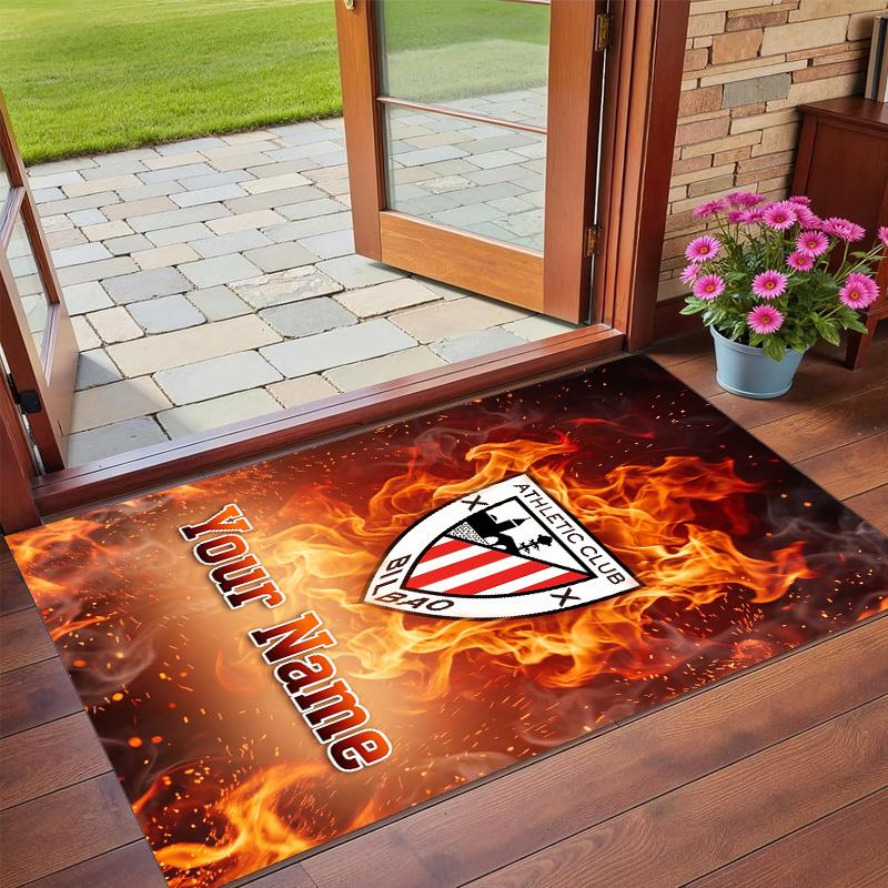 Crystal Velvet Rug Custom Name Text, Soft Non Slip Floor Mat Home DecorAthletic Bilbao FC
