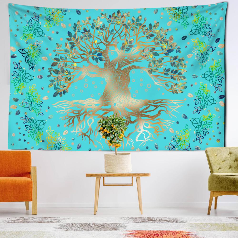 Light Green Life Tree Tapestry Wall Hanging Bohemian Psychedelic Witchcraft Mysterious Living Room Dormitory Home Decor