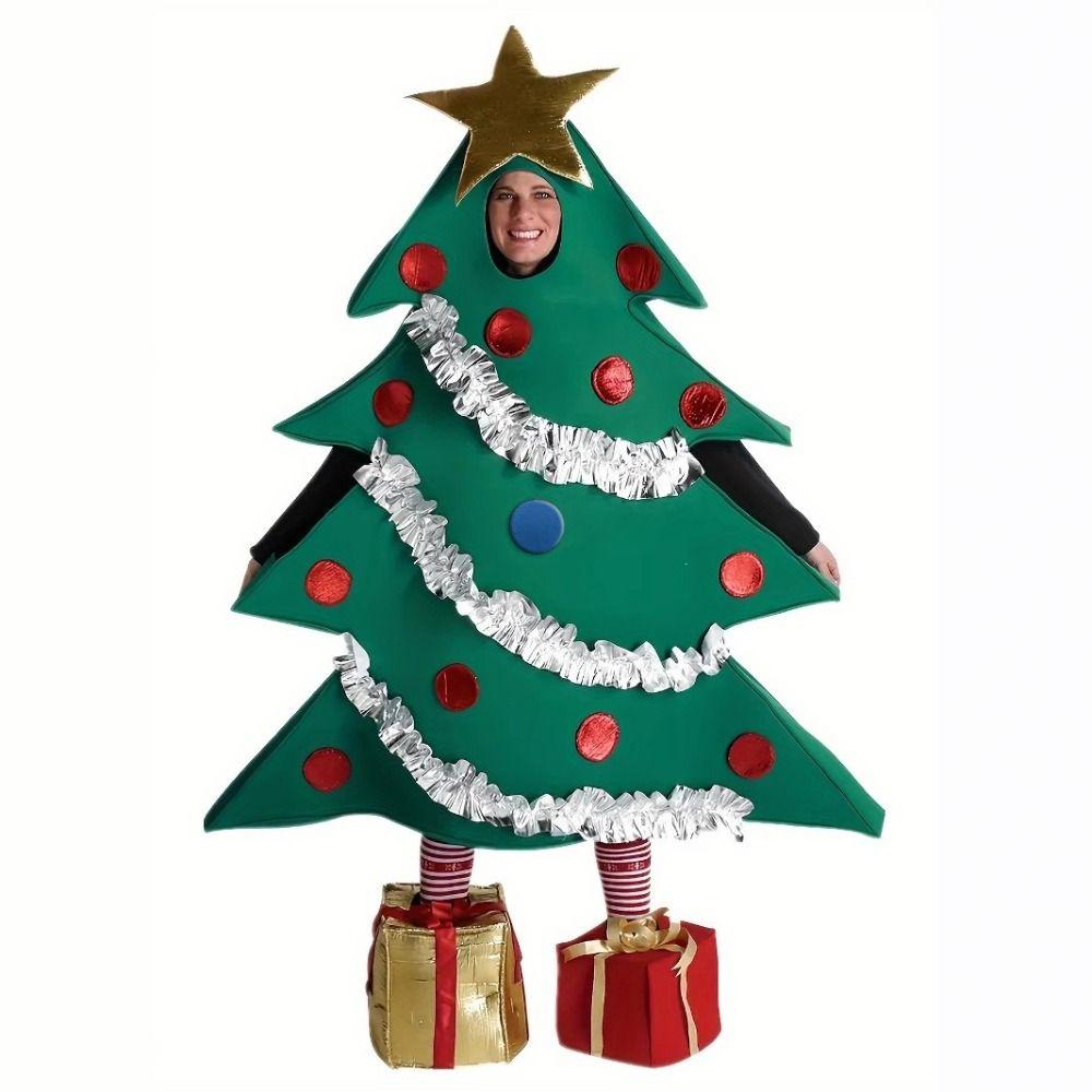 Tree Shaped Christmas Performance Costume With Footwear Gift Shaped Shoes Christmas Tree Suit Funny Happy Family Look