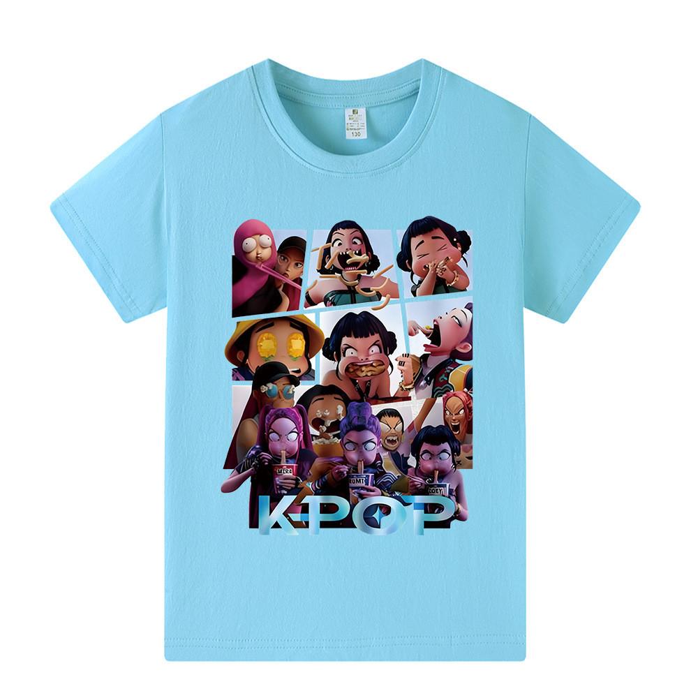 A1237 Kids Boys Girls Kpop Rumi Zoey Mira Print Short Sleeves T-shirt