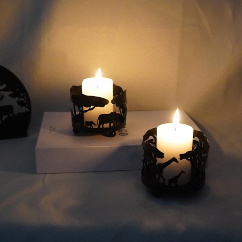 Stylish Black Candle Holder Exquisites Workmanship Giraffe Decoration for Home Creative Iron Candlestick, Animal Pattern