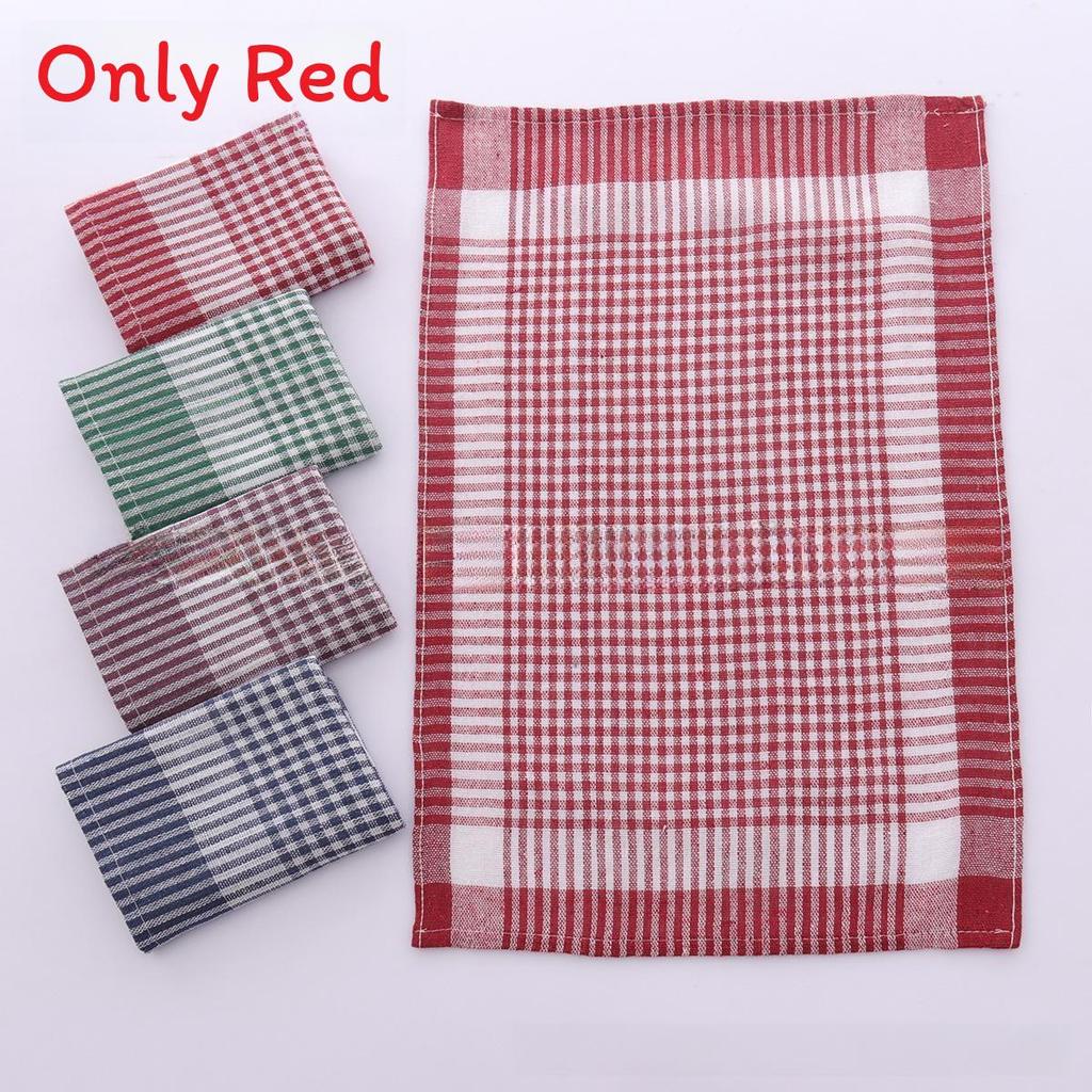 

Kitchen Plaid Tea Towel Absorbent Polyester Dishcloth For Home Cooking