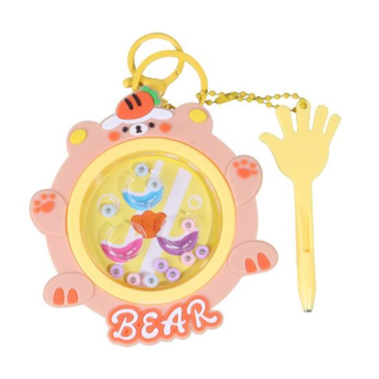 Kids Magnetic Bead Keychain Toy Fine Motor Skills Portable Toddlers Boys Girls Educational Mini Cartoon Animal Moving Bead Game Machine