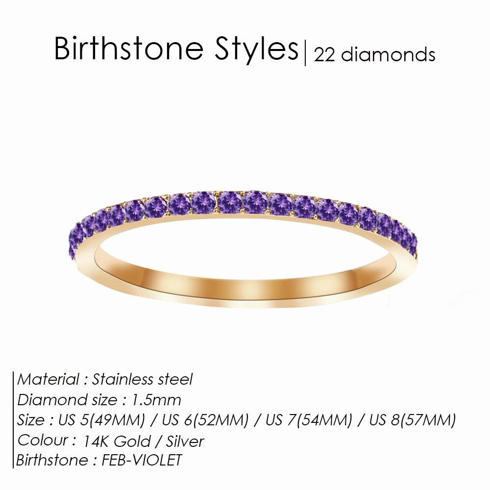 Rhinestone Birthstone Stainless Steel Ring Luxury Jewelry Gift 12 Zodiac Sparkling Rings For Women Wholesale US5/6/7/8