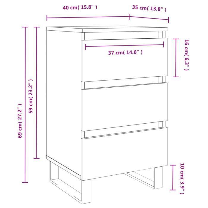 VidaXL Tables de chevet 2 pcs chêne fumé 40x35x69 cm bois ingénierie 826951