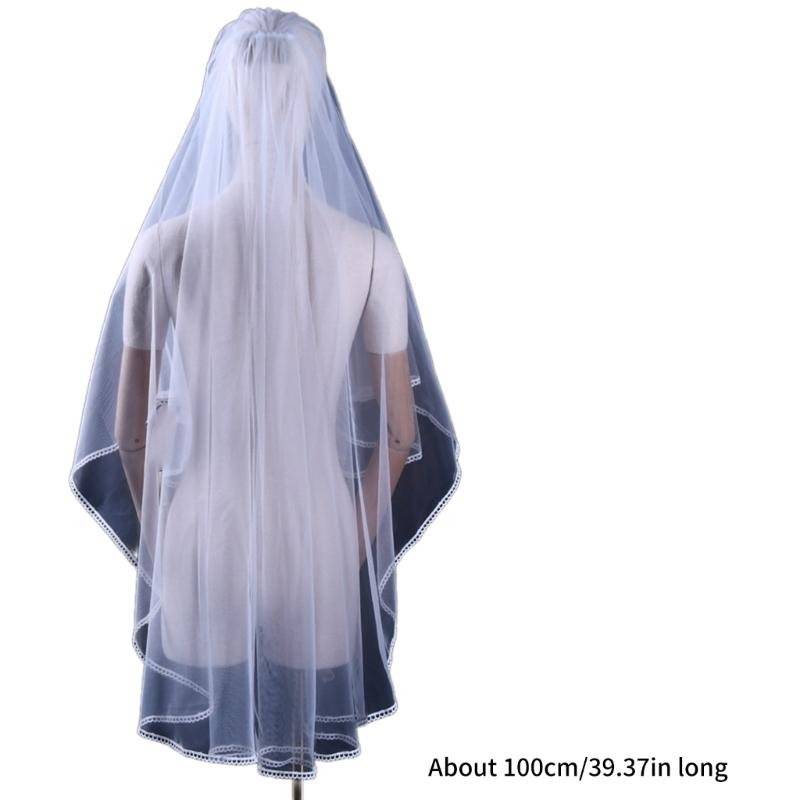 Long Wedding Veil Lace Veils with Hair Comb Wedding Hair Accessories White 2-Layer Wedding Veil