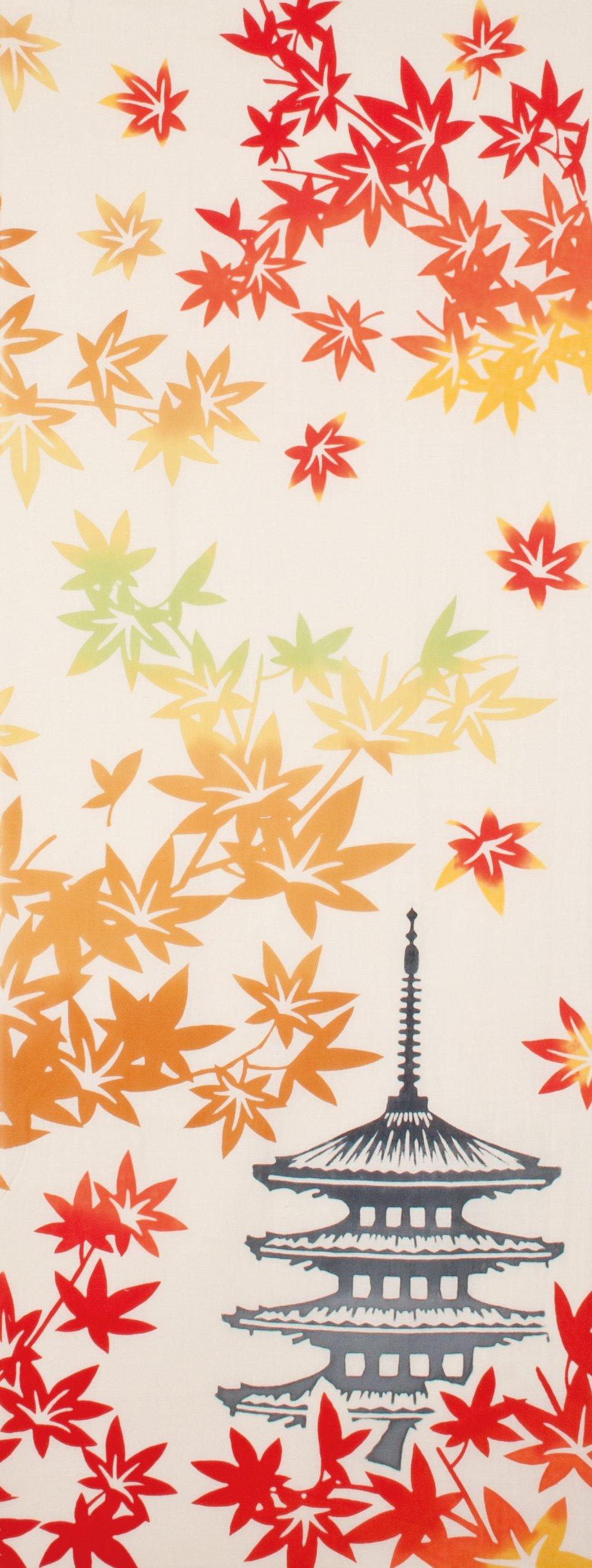 

Wabunka Tenugui Hand Autumn Leaves and 33 x 90 Posogi-zome (Chū-sen) Towel, Five-Story Pagoda, cm, TE-304