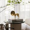 Creative Gold Horn Dog Figurine Decor Light Luxury Modern Bedroom Metal Animal Art Crafts Living Room Decoration Accessories