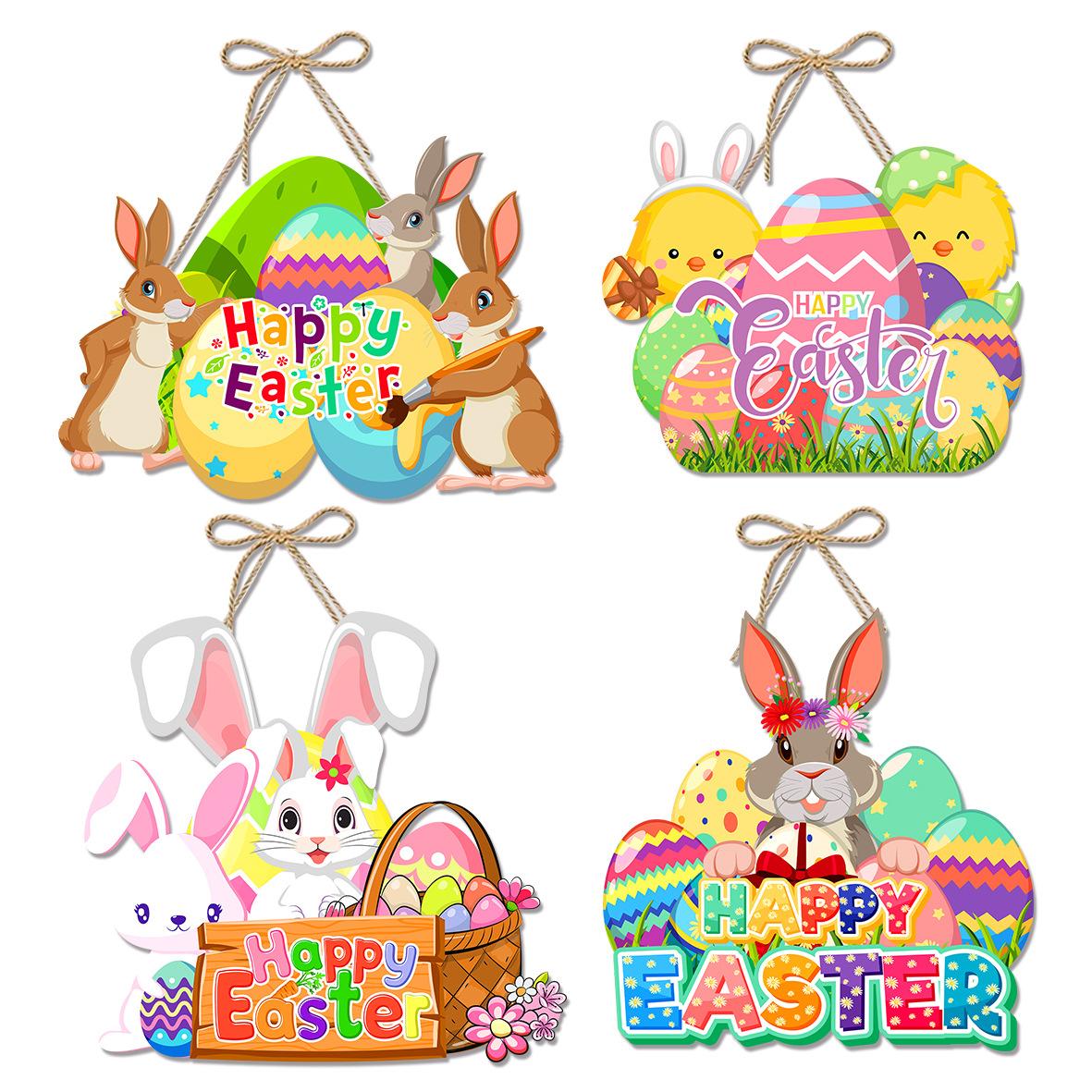 

New Style, Easter, Cartoon Cute Bunny, Paper, Door Hanging, Party Scene Decoration, Decorative Pendant Supplies style one