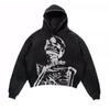 ZYLLO Punk Style Skull Washed Long Sleeve Pullover Hoodie Hip Hop Retro Street Loose Oversized Sweatshirt Harajuku Gothic Top