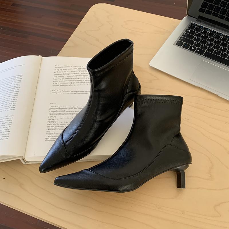 Fashion SUOJIALUN 2025 New Brand Women Ankle Boots Fashion Pointed Toe Slip On Ladies Elegant Short Boots Shoes Thin Low Heel Dress Pump