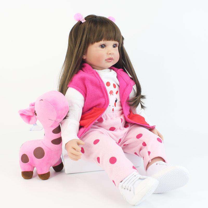 BZDOLL 60CM 24inch Toddler Reborn Doll Princess Girl Soft Vinyl Newborn Baby Toy with Soft Cloth Body Lovely Birthday Gift