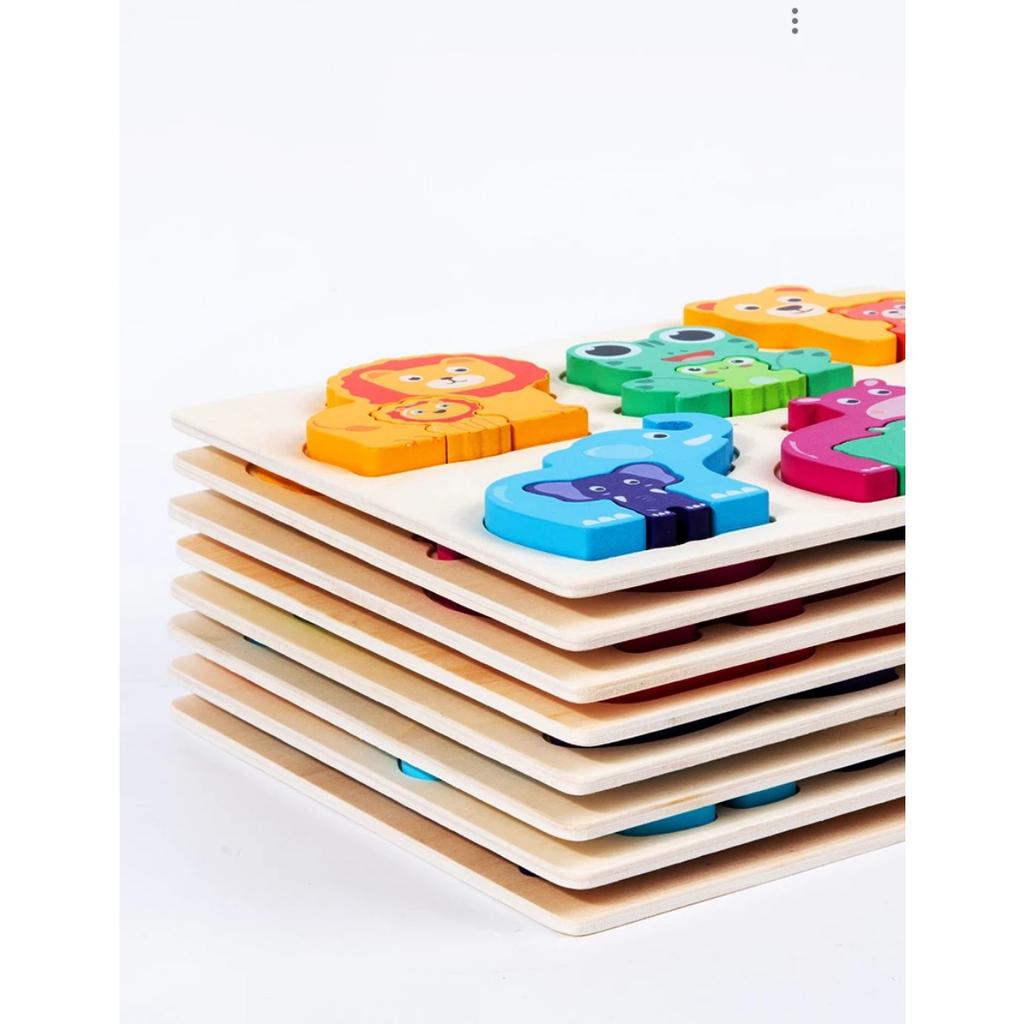 Children Animal Puzzle Table Game Toy Toddler Sensory  Puzzle Creation Teaching Aid Preschool Fine Motor Skill Toy