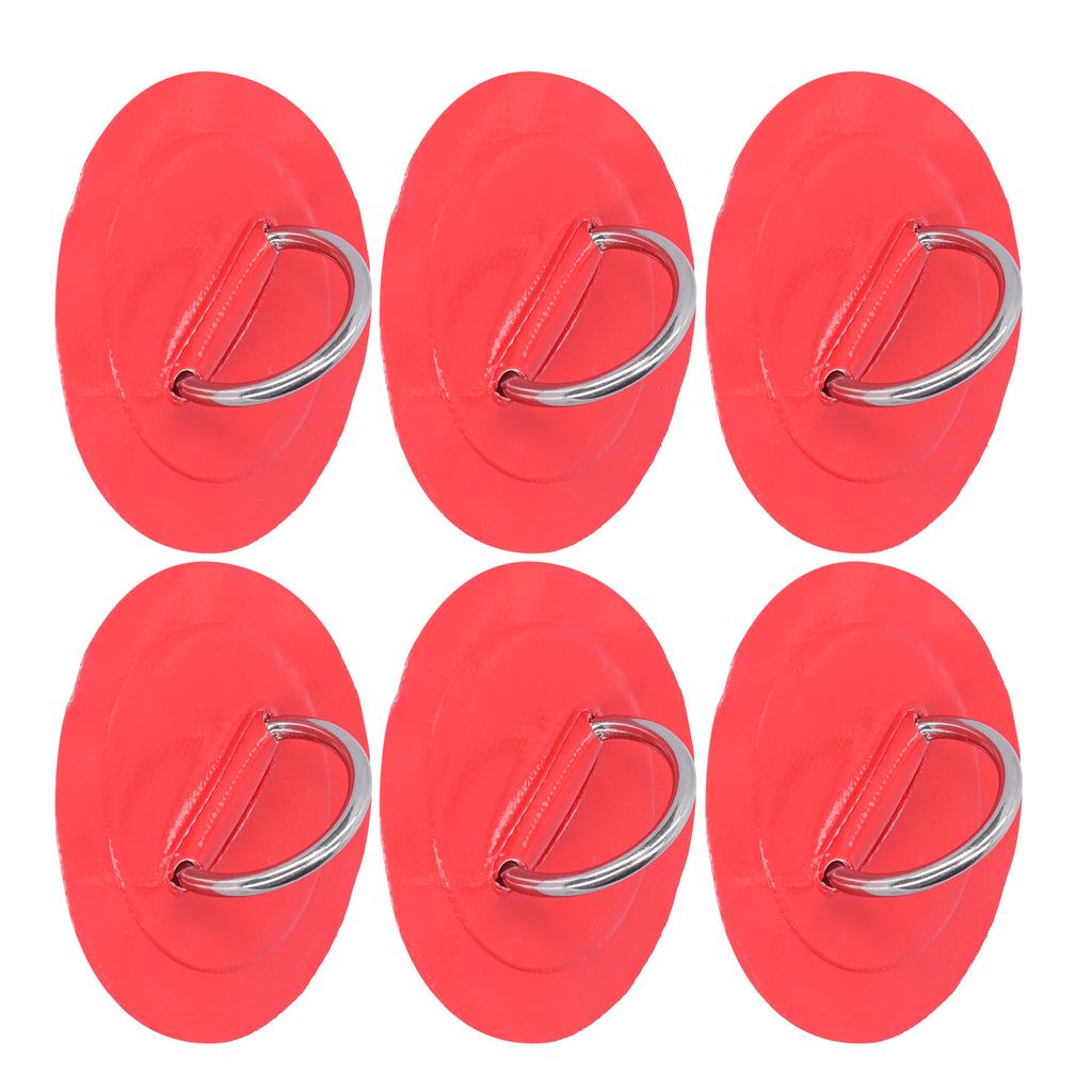 6pcs Inflatable Boat Kayak DRing Pad Patch Marine Fixed Buckle with Elastic Bungee Cord(Red )
