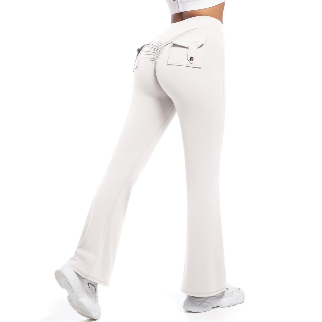 European-American High Waist Elastic Peach Butt Leggings - Quick-Dry Yoga, Running & Fitness Pants with Hip Lifting Button.