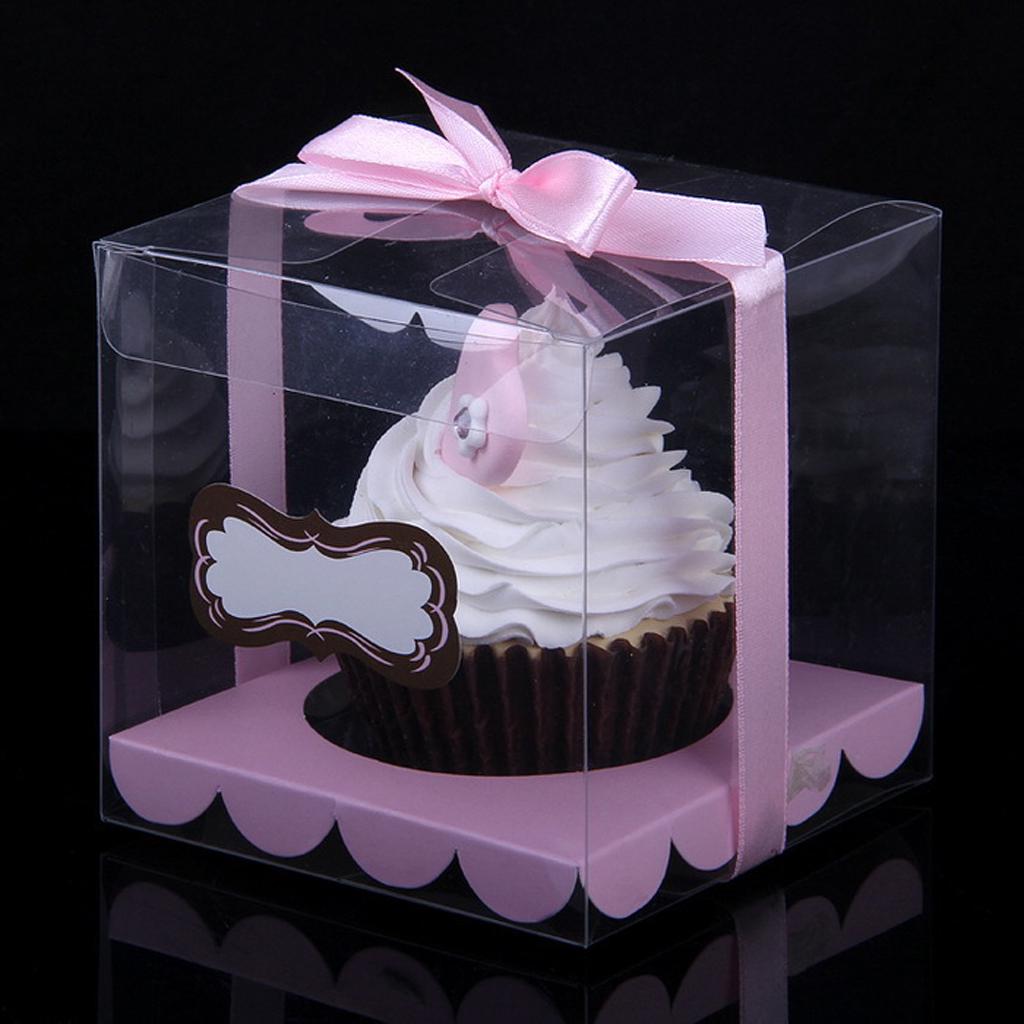 Blanco 12x Cubo Transparente Cupcake Boxes Mini Cake Container Cajas De Regalo De Navidad Favores De Boda