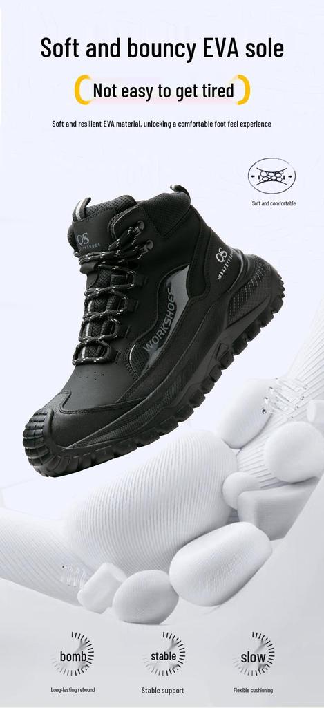 Meikeduo Zimowe Męskie Buty Robocze z Stalowym Podnoskiem - Odporne na Przebicie, Odporne na Zgniecenie, Lekkie, Wysokie Buty Bezpieczeństwa Zgodne z Normą Europejską