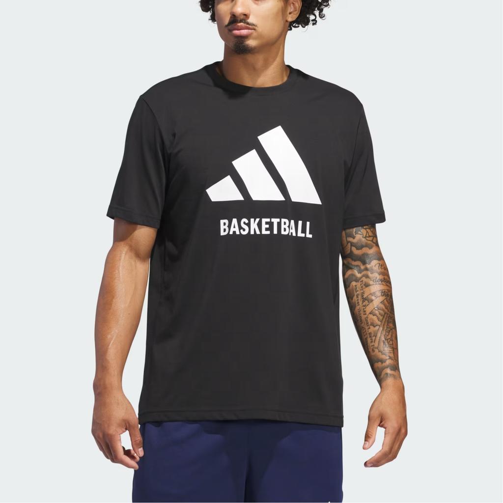 Adidas Casual Breathable Round Neck Sports Basketball Running Short Sleeve T-Shirt Men T-Shirt Black JI7098