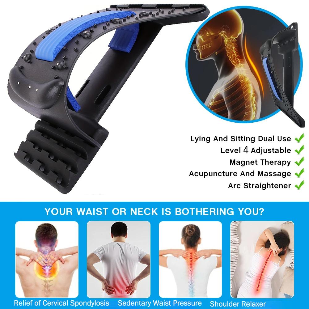 Portable Neck Massager Multi-Level Adjustable Back Cracker Board Back Brace Best Posture Corrector Belt Vehicle Waist Cushion