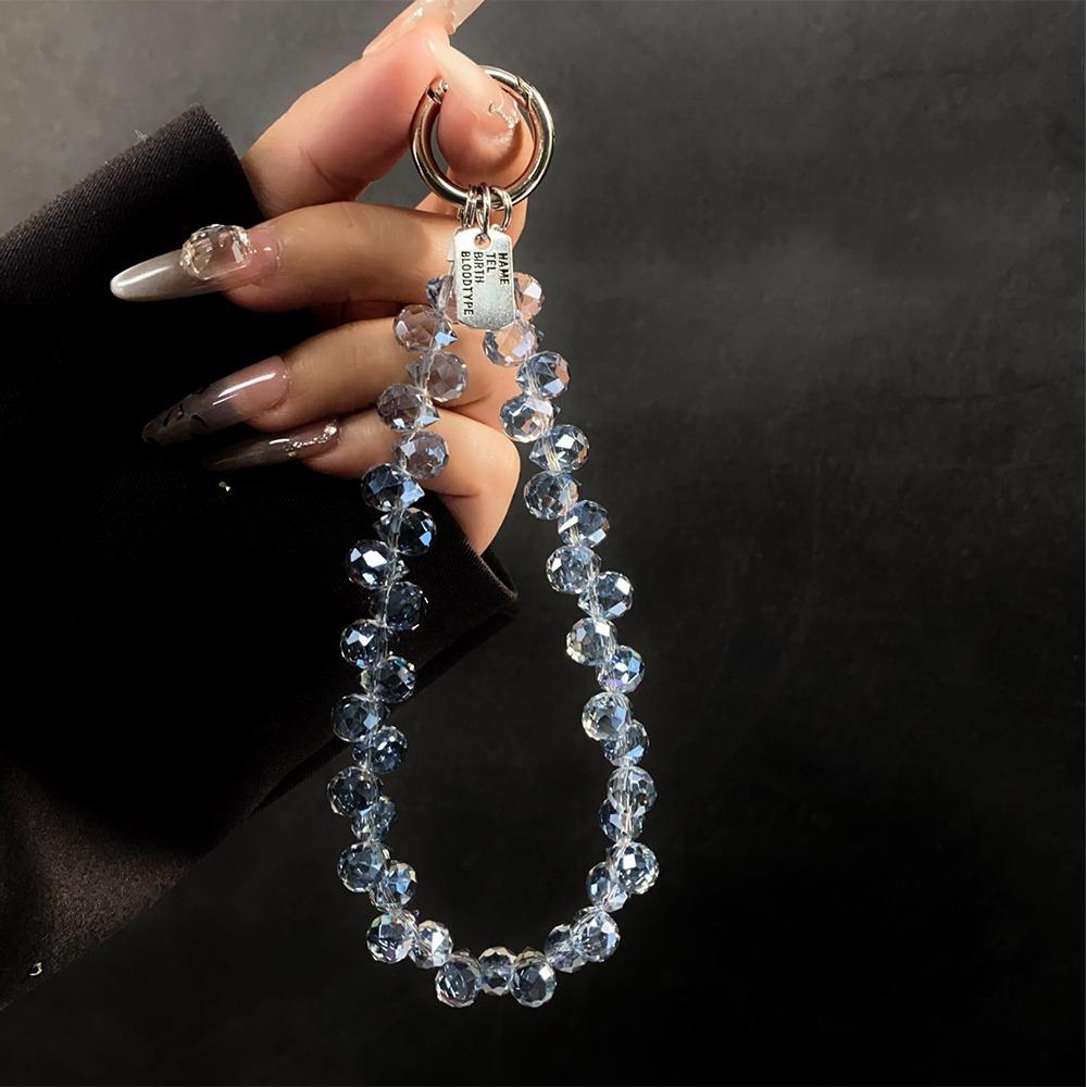 Stylish Glitter Crystal Bead Pendant Detachable Colorful Wrist Crystal Chain Transparent Phone Lanyard Women Girls