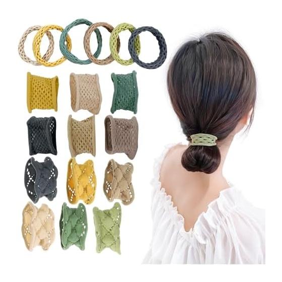 Hair ties, hair ties, non-marking hair ties, thick, high elasticity, fashionable 18-piece set, adults, plain, cute, soft, for commuting to work or