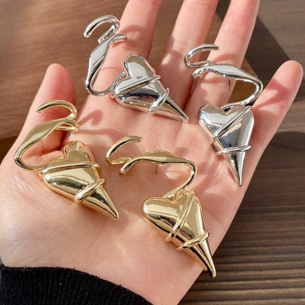 Irregular Metal Eardrop Geometry Exaggerated Earrings Temperament Heart Earrings Women