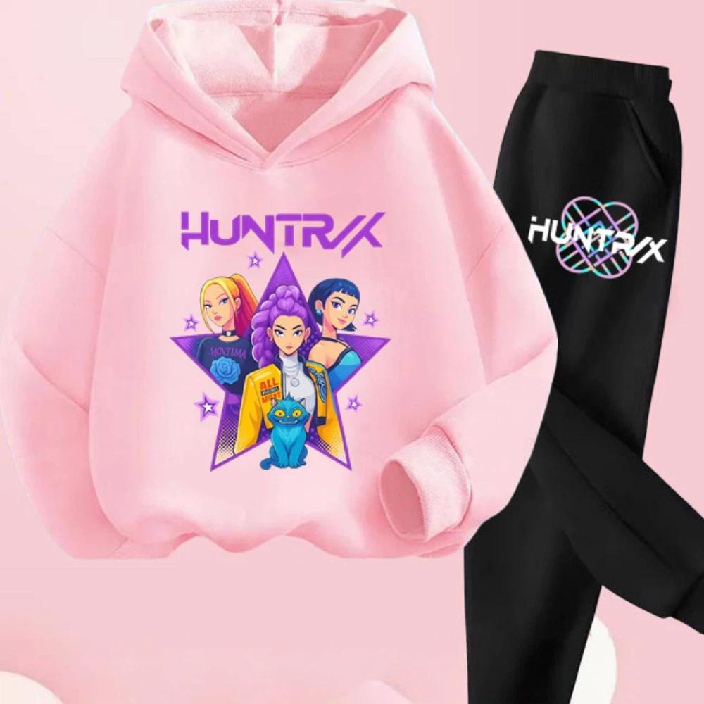 K-pop Охотники на демонов Детский мультяшный комплект из 2 предметов: толстовка с длинным рукавом и брюки. Наряд для малышей, младенцев, девочек, мальчиков. Бутиковая одежда, костюм.