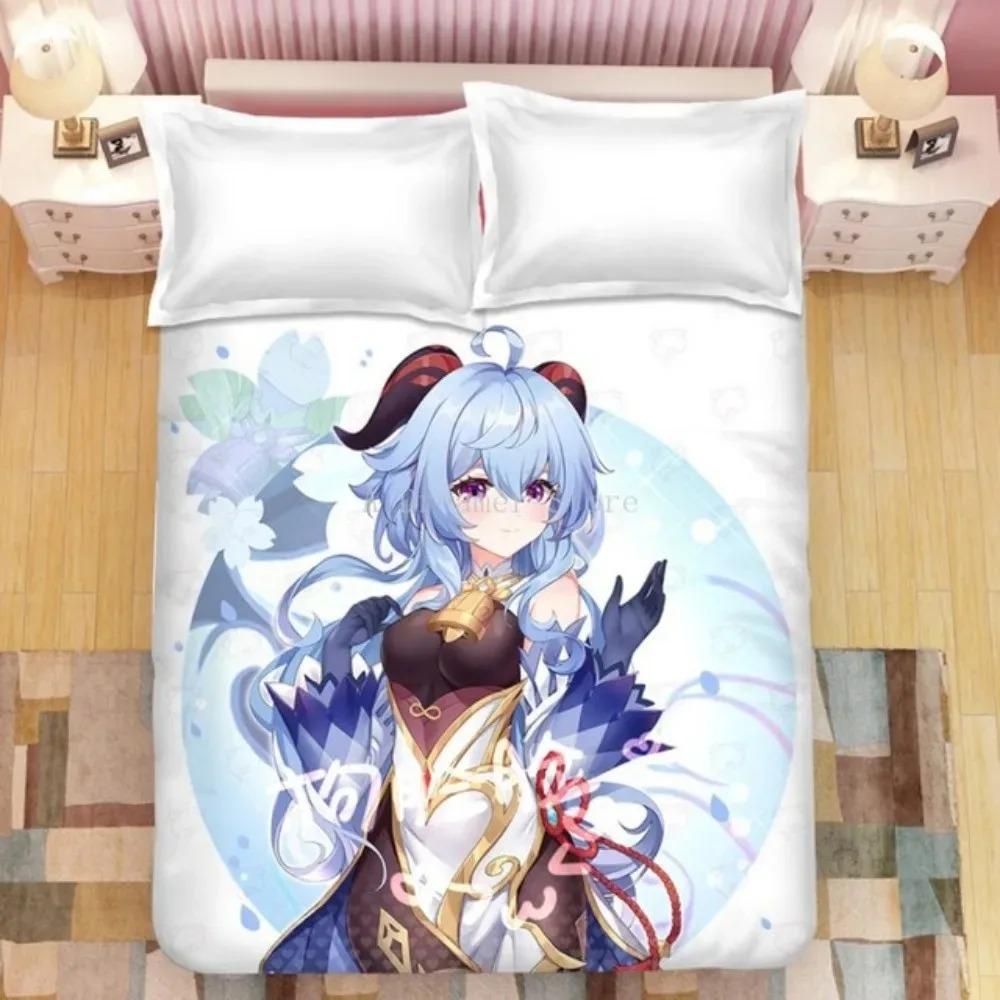 Herní povlečení Genshin Impact Eula Anime 3D pro kluky a teenagery, sada povlaku na přikrývku, měkké ložní prádlo, velikost Queen, King, Single, dekorace do ložnice