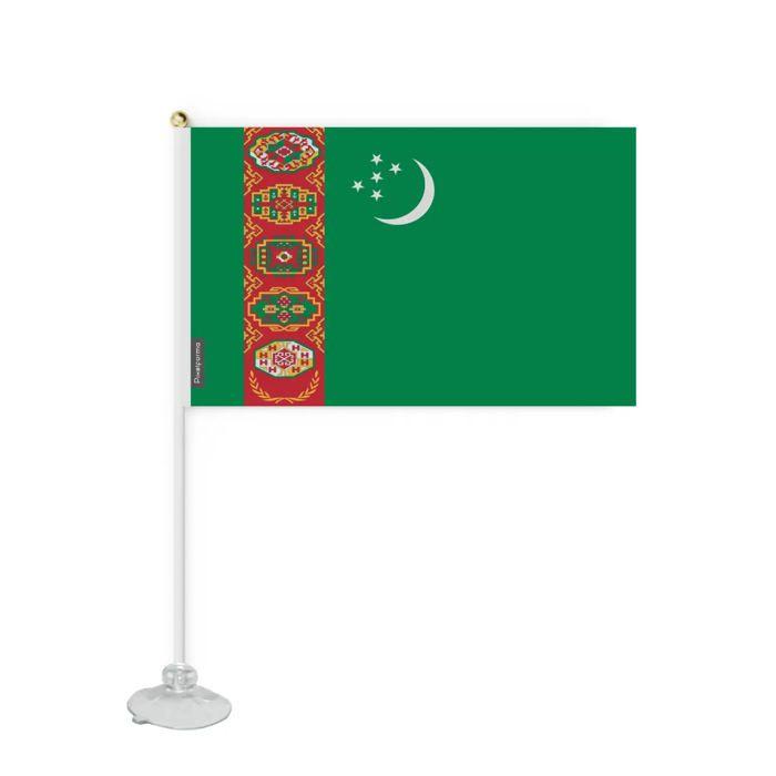Drapeau - Turkménistan - Mini Drapeau Ventouse - 20 x 30 cm - Polyester - Impression Recto/Verso