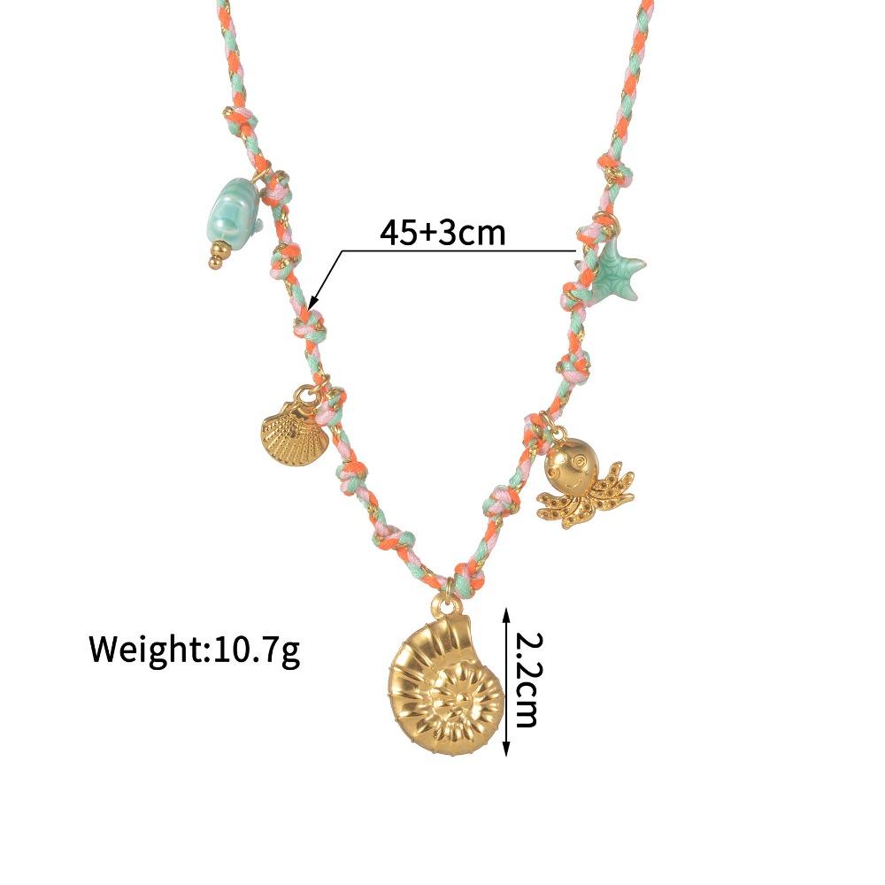 

Bohemian Sea Life Pendant Multi-Style Collarbone Chain Women Braided Cord Necklace Daily Beach 5