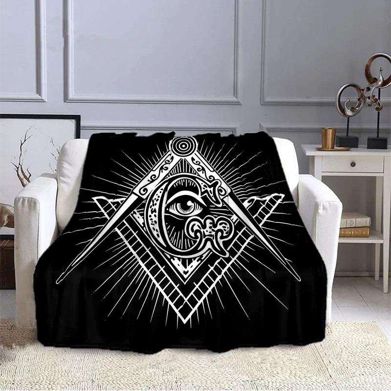 Fashion Masonic Portable Sofa Throw Blanket Freemason Flannel Warm Four Seasons Camping Blanket Freemasonry Multi Size Blankets