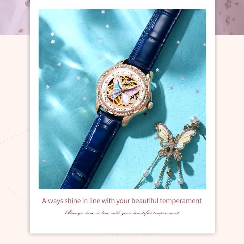 OLEVS Brand Watch Ceramic Fritillary Butterfly Mechanical Watch Fashion Women's Watch Women's Watch