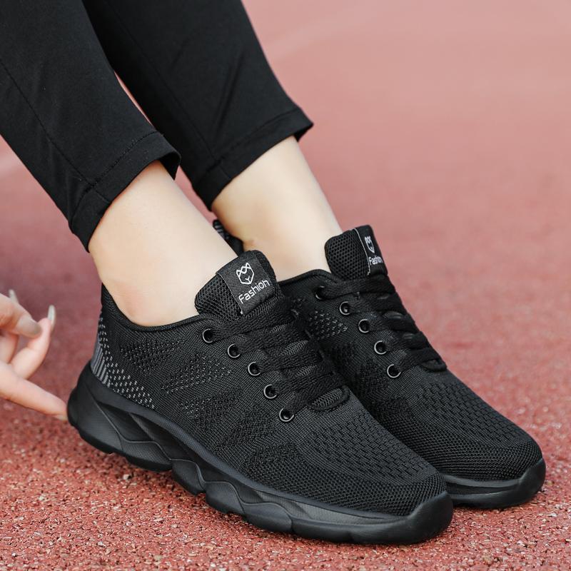 35-42 Spring/autumn Women's Flying Woven Breathable Super Light Stuffed Sports Shoes Large Size Ultra -light Stool Women's Sports Shoes