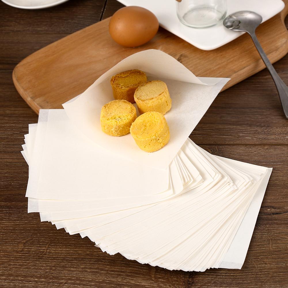 100PCS Kitchen Bakery Kraft Biscuits Bag Donut Wrapping Oilproof Paper Solid Color Bread Packing