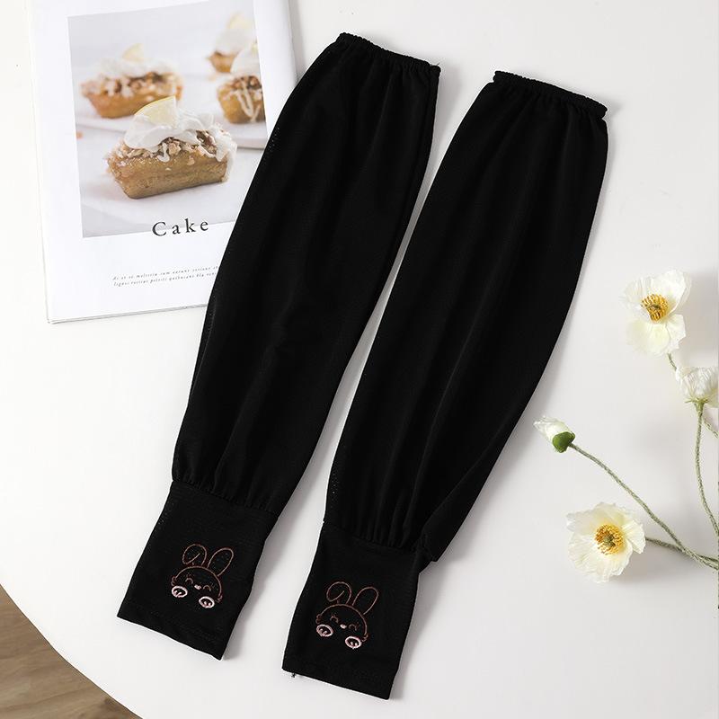 

Women’s Summer UV Protection Arm Sleeves, Cute Bunny Ear Ice Silk Cooling Sleeves, Breathable Thin Sun Sleeves for Driving Cycling Outdoor чорний